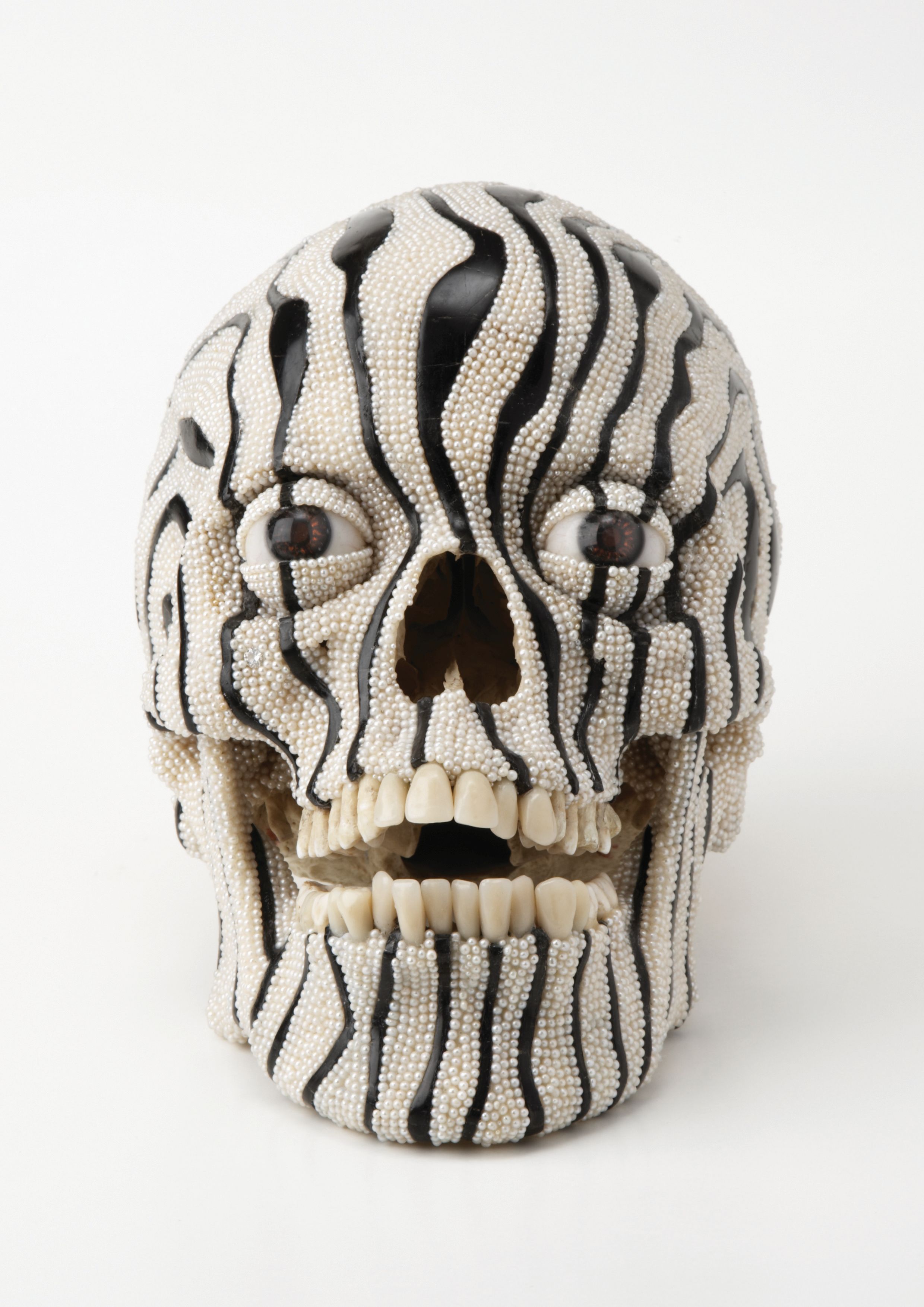 Steven Gregory, (b.1952), Midnight Rambler, 2008, Human skull, Russian jet, pearls and diamond